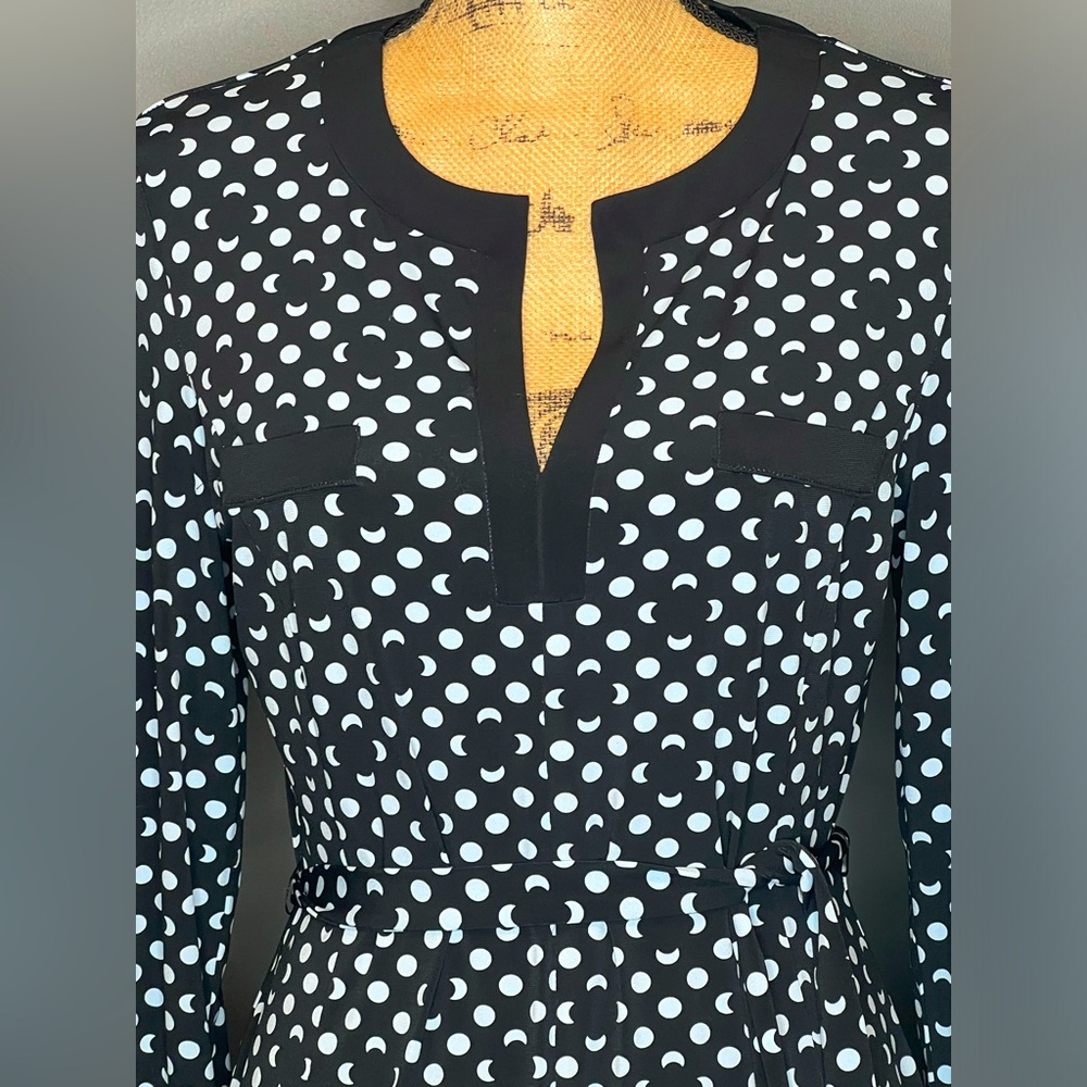 Women’s INC Blue/Baby Blue Polka Dot Pattern Long Sleeve Dress